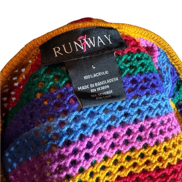 Anthropologie Runway 7 Rainbow Crochet Duster Sweater Vest Large Acrylic SM/MED - Picture 6 of 6